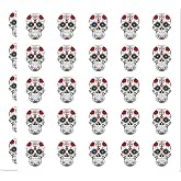 Sugar Skull Day of the Dead Floral 50 Pack 1 Inch Mini Vinyl Stickers | 50 mini 1 inch waterproof vinyl stickers, 2 sheets of 25, kiss-cut for bottles, laptops, journals & planners