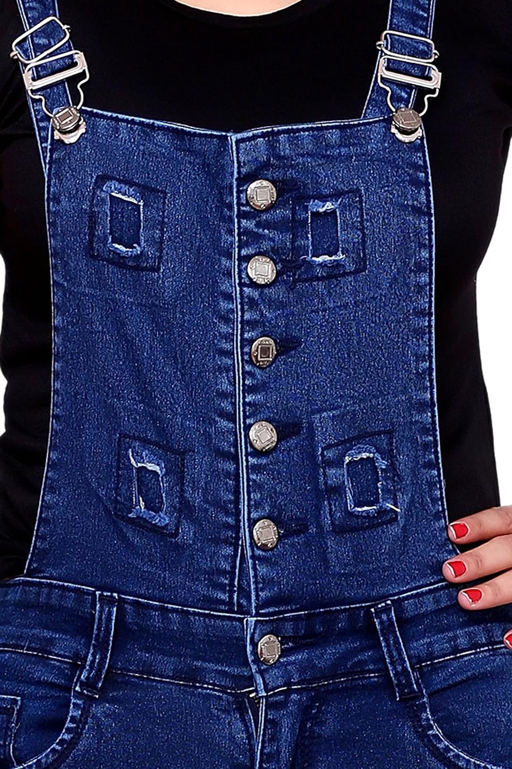 fnocks women slim fit dangri dark blue design 26 28 30 32 34