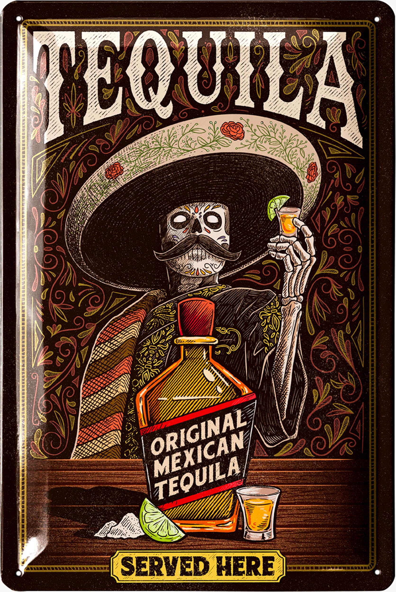 LANOLU Vintage Tin Sign TEQUILA Wall Art, Vintage Retro Signs for Bar, Metal Sign La Cantina, Letrero de Bar Signs Decor, Sign For Bar Signs For Home Bar Wall, 12x8"