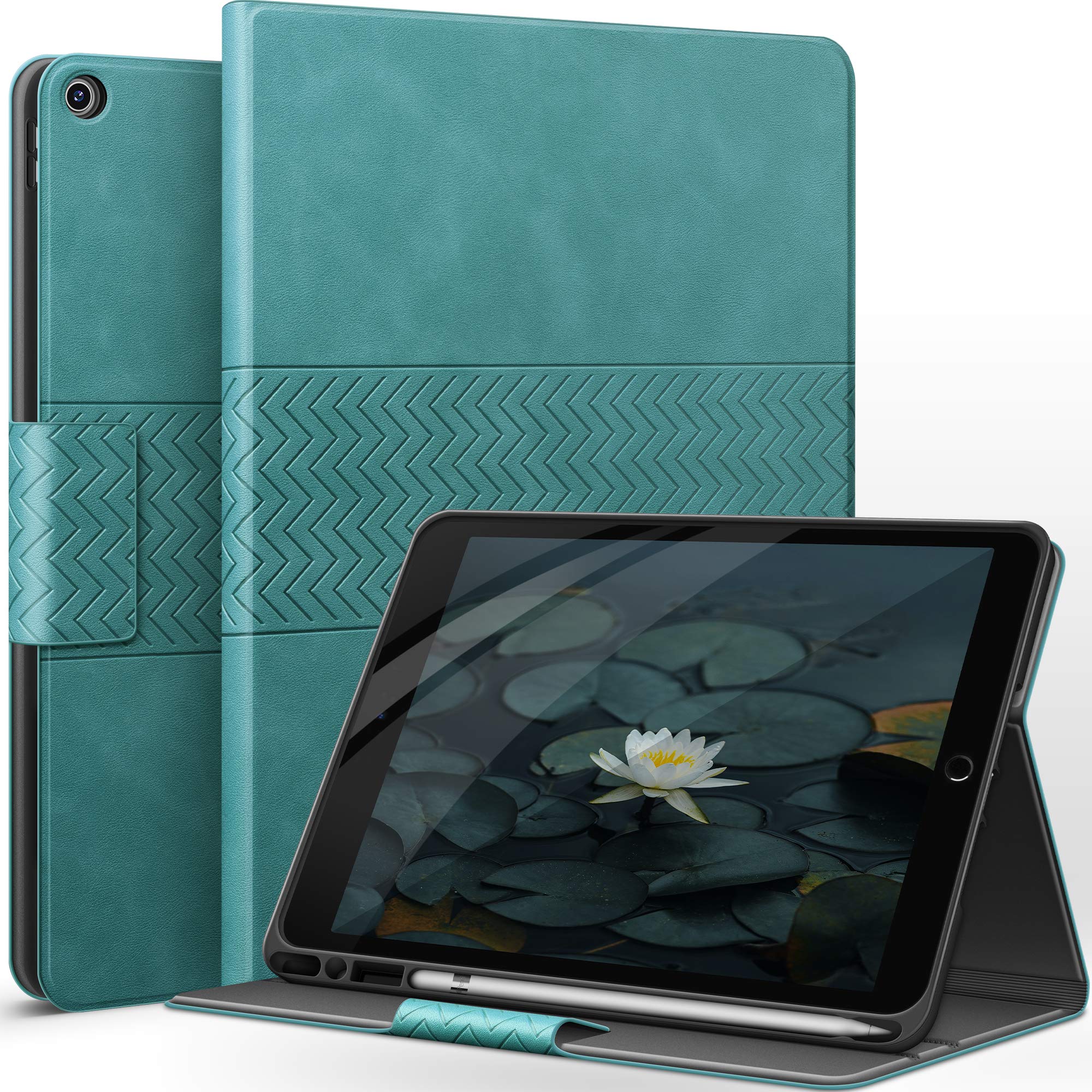 AUAUA Case for iPad 9th/8th/7th Generation (2021/2020/2019) 10.2 Inch, with Pencil Holder Vegan Leather Auto Sleep/Wake Smart Cover for iPad 10.2 Inch(Green)