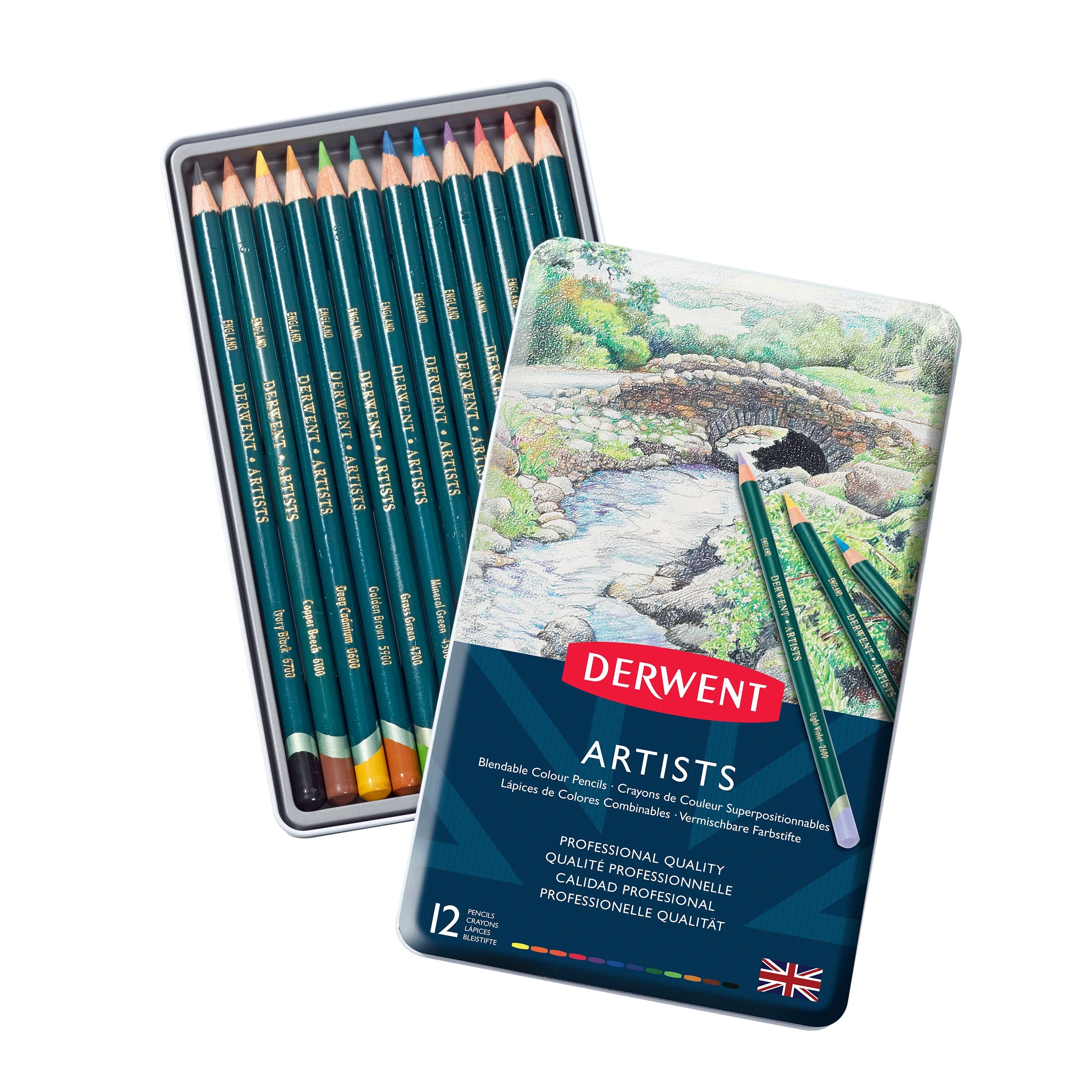 Derwent Artists Colouring Pencils, Drawing & Colouring, Set Of 12, Ideal For Blending & Layering, Professional Quality, 32092