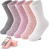 ICEIVY Womens Fuzzy Socks Thick Soft Warm Winter Fluffy Cozy Cabin 5 Packs Casual Home Sleep Socks with Gifts Box