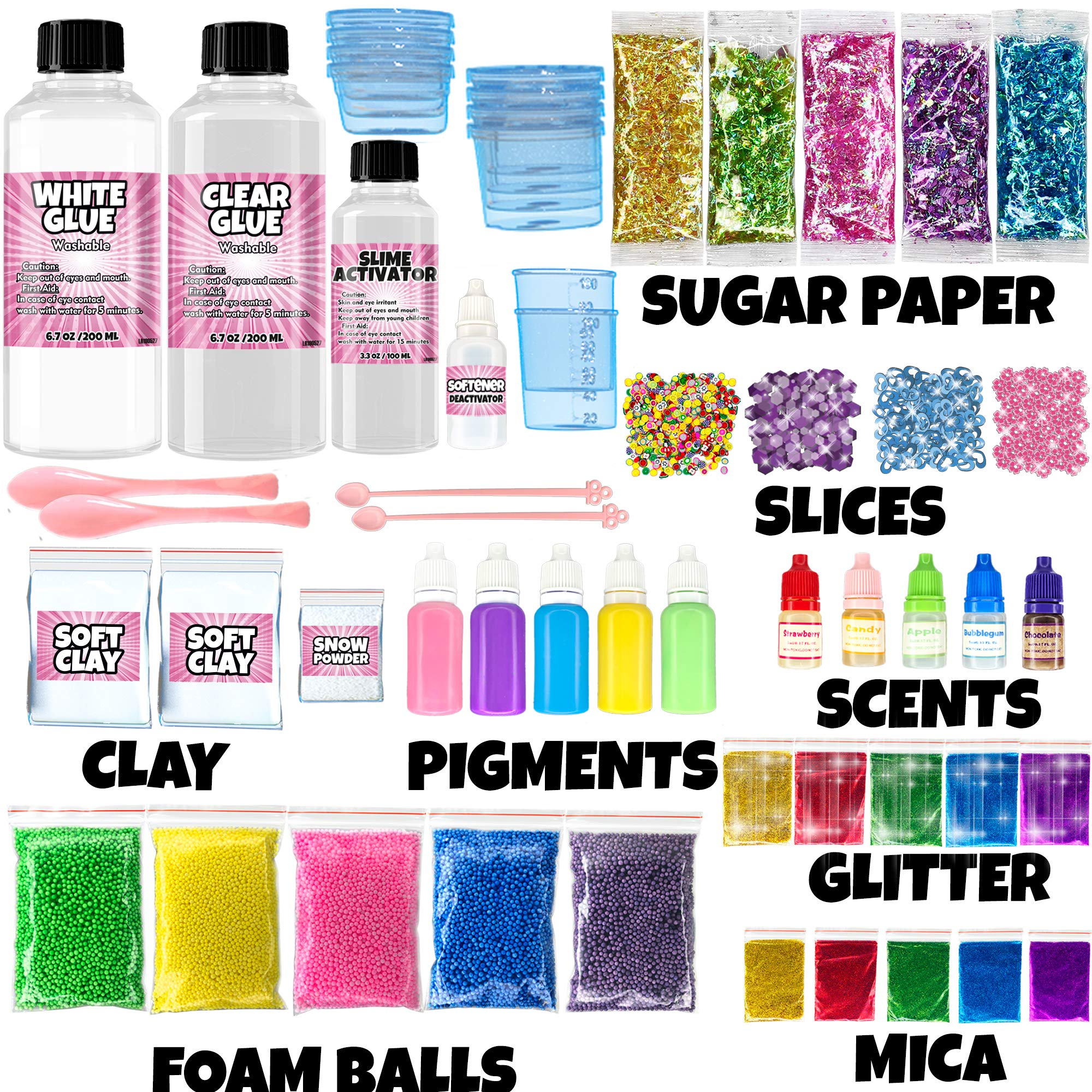 Laevo Slime Kit for Girls 2 in 1 DIY Slime Making Kit Plus Slime