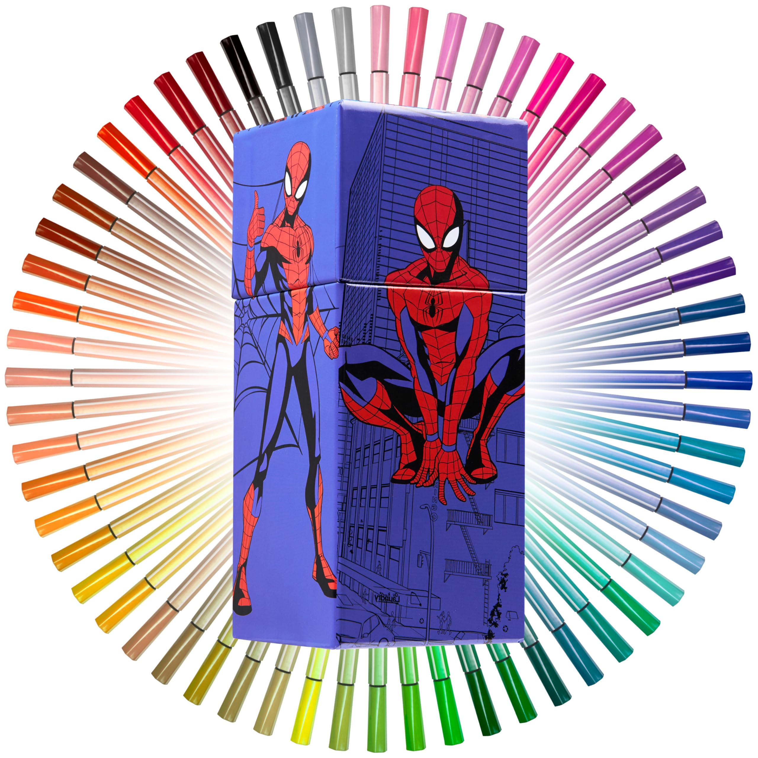 Marvel Spiderman Colouring Pens for Kids, Markers 60 Pcs Felt Tip Pens for Drawing Doodling Assorted Colours, Boys Gifts