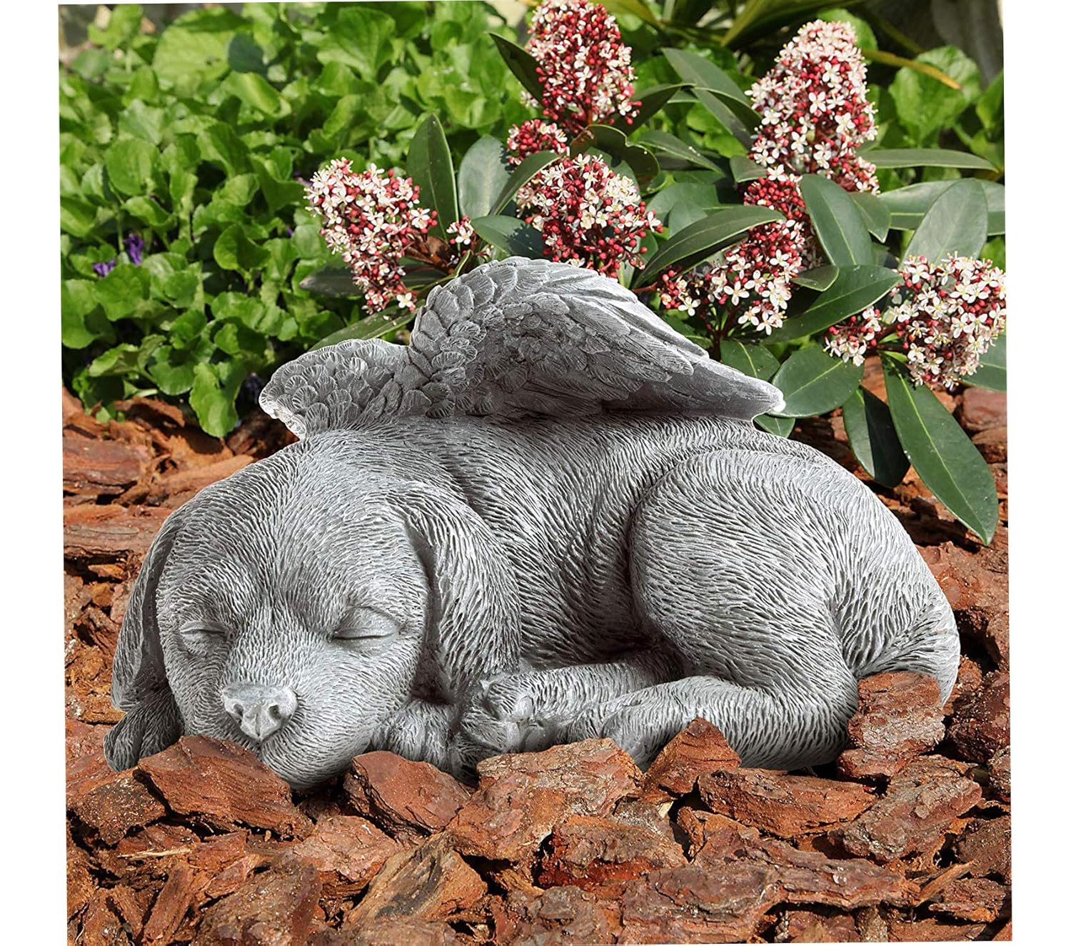 Outdoor Garden Backyard Décor Memorial Statue-Sleeping Angel Dog Remembrance Keepsake Sculpture Grave Marker Stone Figurine to Honor a Cherished Pet