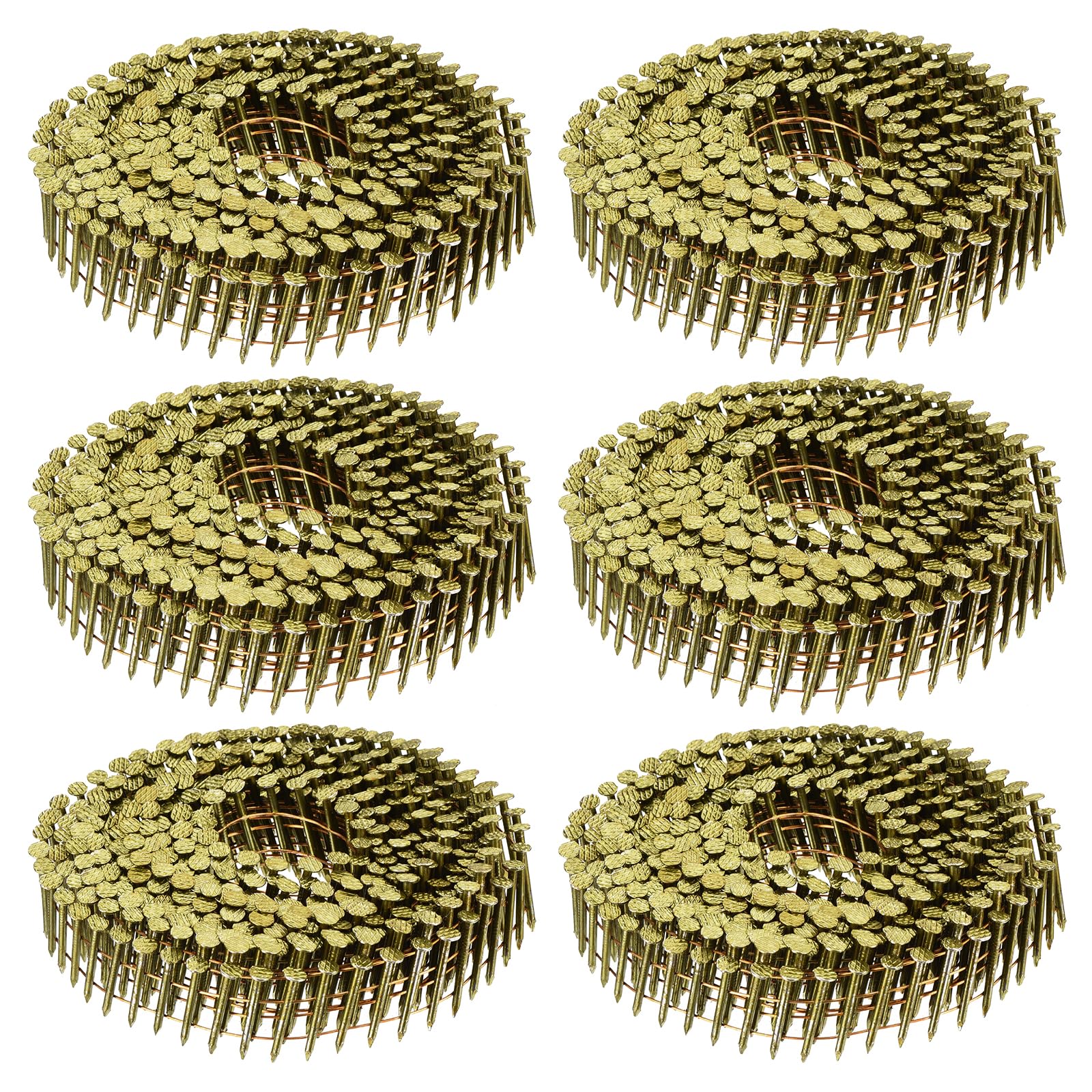 uxcell 2400 Count Siding Nails 1" x 0.083" 15-Degree Ring Shank Full Round Head Collated Wire Coil for Lath and Sheathing Materials