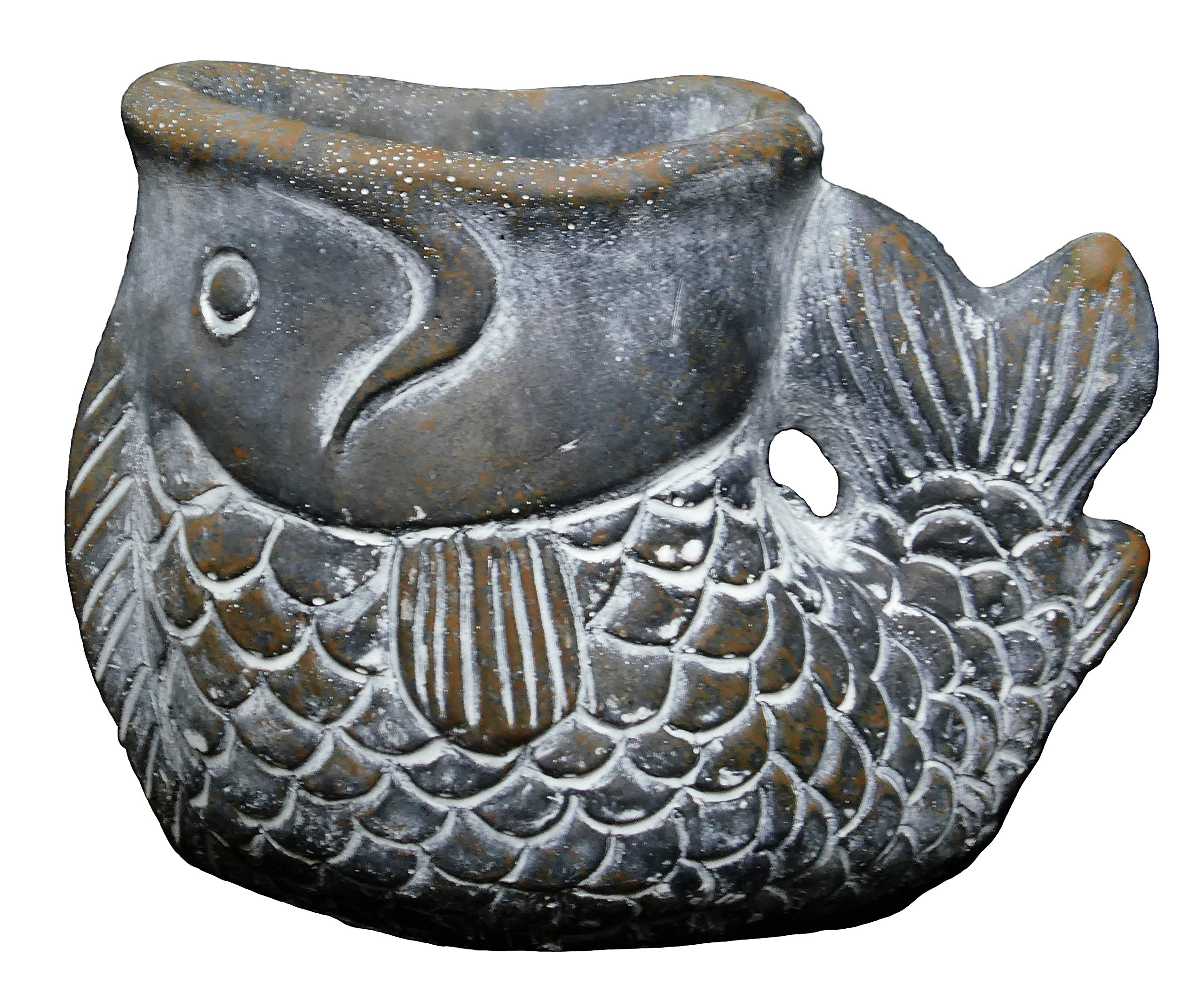 Classic Home and Garden Cement Buddies Animal Planter - Cute Desk Decoration - UV Coated Animal Vase w/Removable Drain Plug -Succulent Planter for Indoor/Outdoor Use (Largemouth Bass, Bronze, Small)