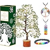 Green Jade Crystal Tree of Life with Bracelet & 2 Pendants Feng Shui Gem Tree Decor Healing Crystals Spiritual Gtree Gifts for Cute Home Room & Desk Decor, Gifts for Women, Girlfriend, Her & Sister