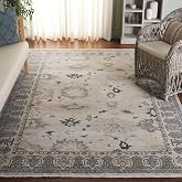 SAFAVIEH Oushak Collection Area Rug - 6' x 9', Silver &amp; Grey, Hand-Knotted Traditional Oriental Wool, Ideal for High Traffic Areas in Living Room, Bedroom (OSH889A)