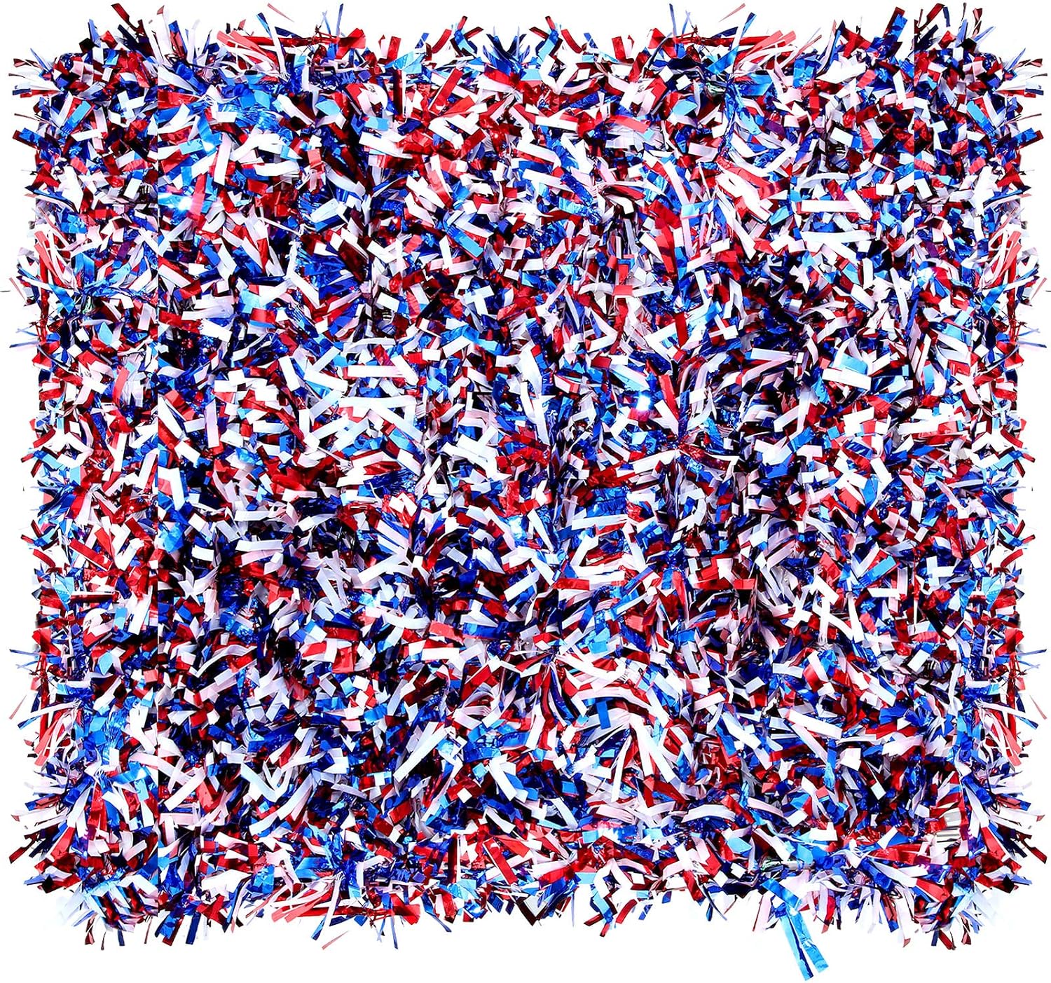 8 Pieces 52.5 Feet Long Metallic Garland Independence Day Twist Garland Mixed Color Garland Tinsel Patriotic Tinsel in Red, White and Blue for Independence Day 4th of July Home Party Decoration