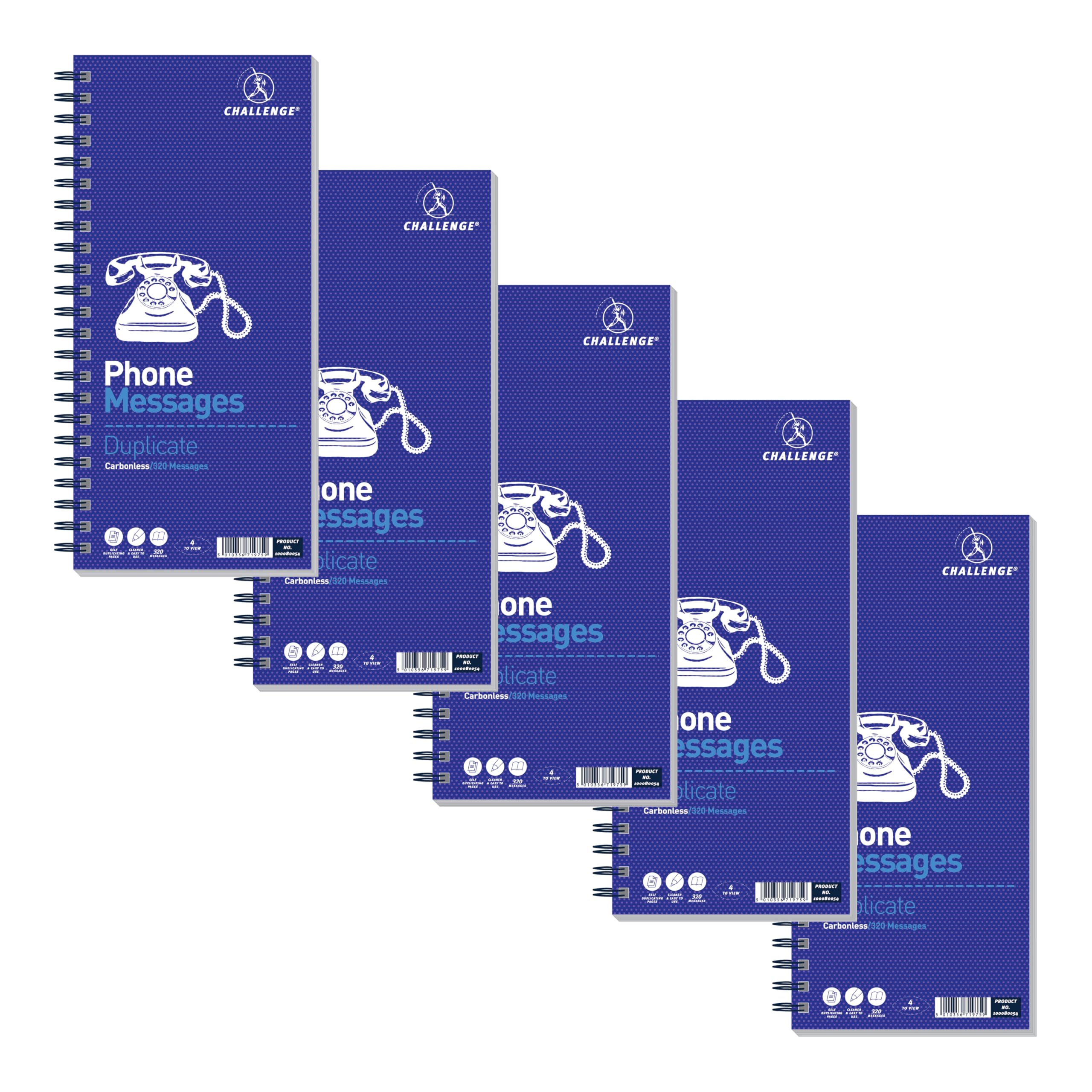 Challenge Telephone Message Book, Carbonless, 320 Messages, 1 pack (305 x 152 mm)