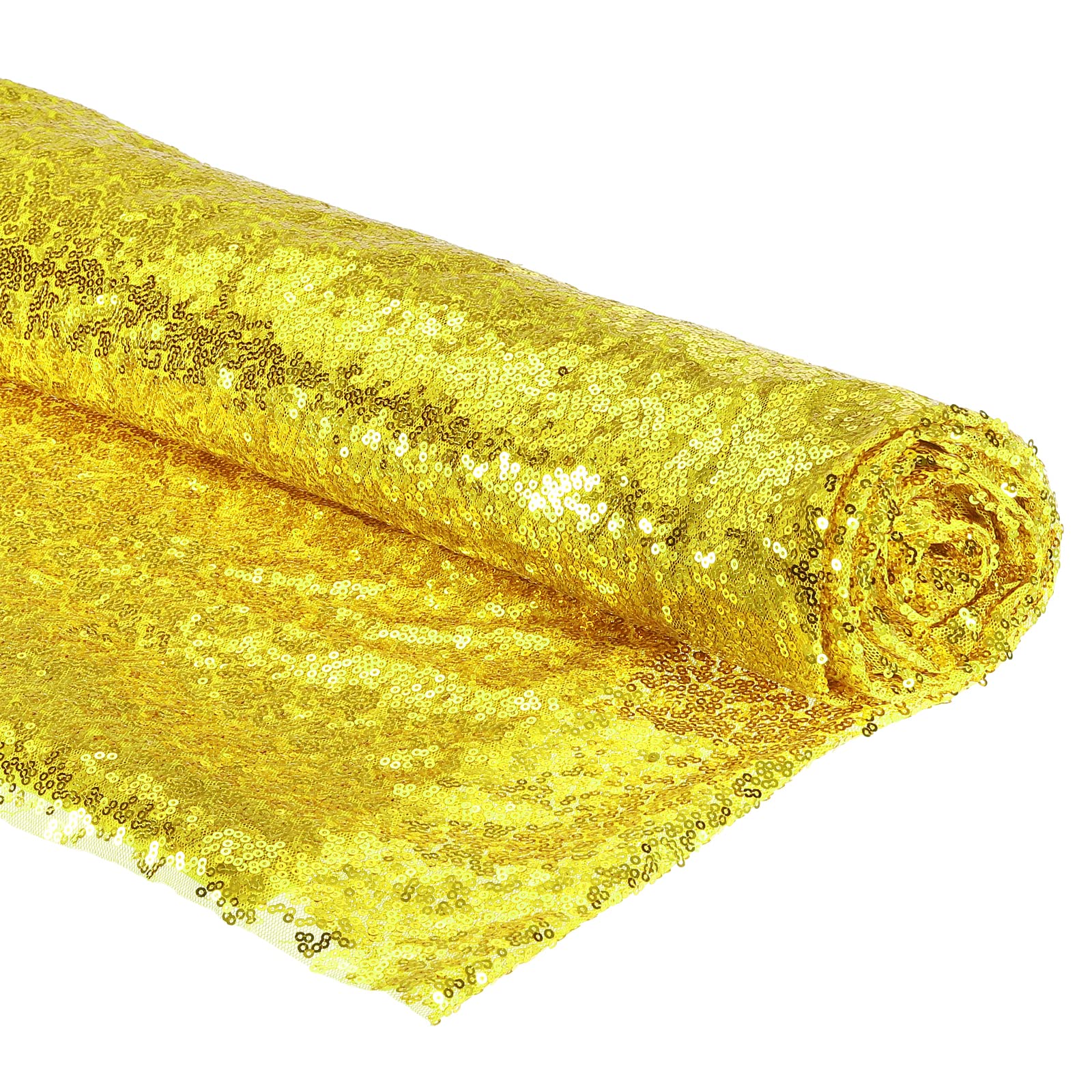 PATIKIL Sequin Fabric Yellow, 4 Yards Length 4.9 Feet Wide, Mesh Fabric Full Glitter Sequins Fabric Sewing