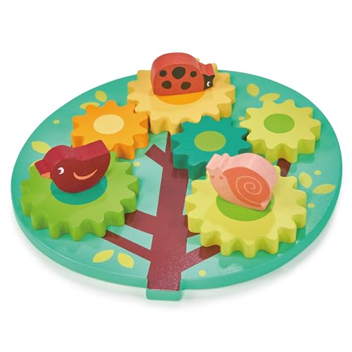 Mentari Toys - Tree Gears and Cogs - Wooden Puzzle Toy for Toddlers - Colorful Spinning Cogs with Animal Characters - Boosts Fine Motor Skills and Coordination - Educational Toy - Age 18m+
