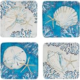 Certified International Playa Shells 6'' Canape/Luncheon/Dessert Plates,Gold, Large, Set of 4