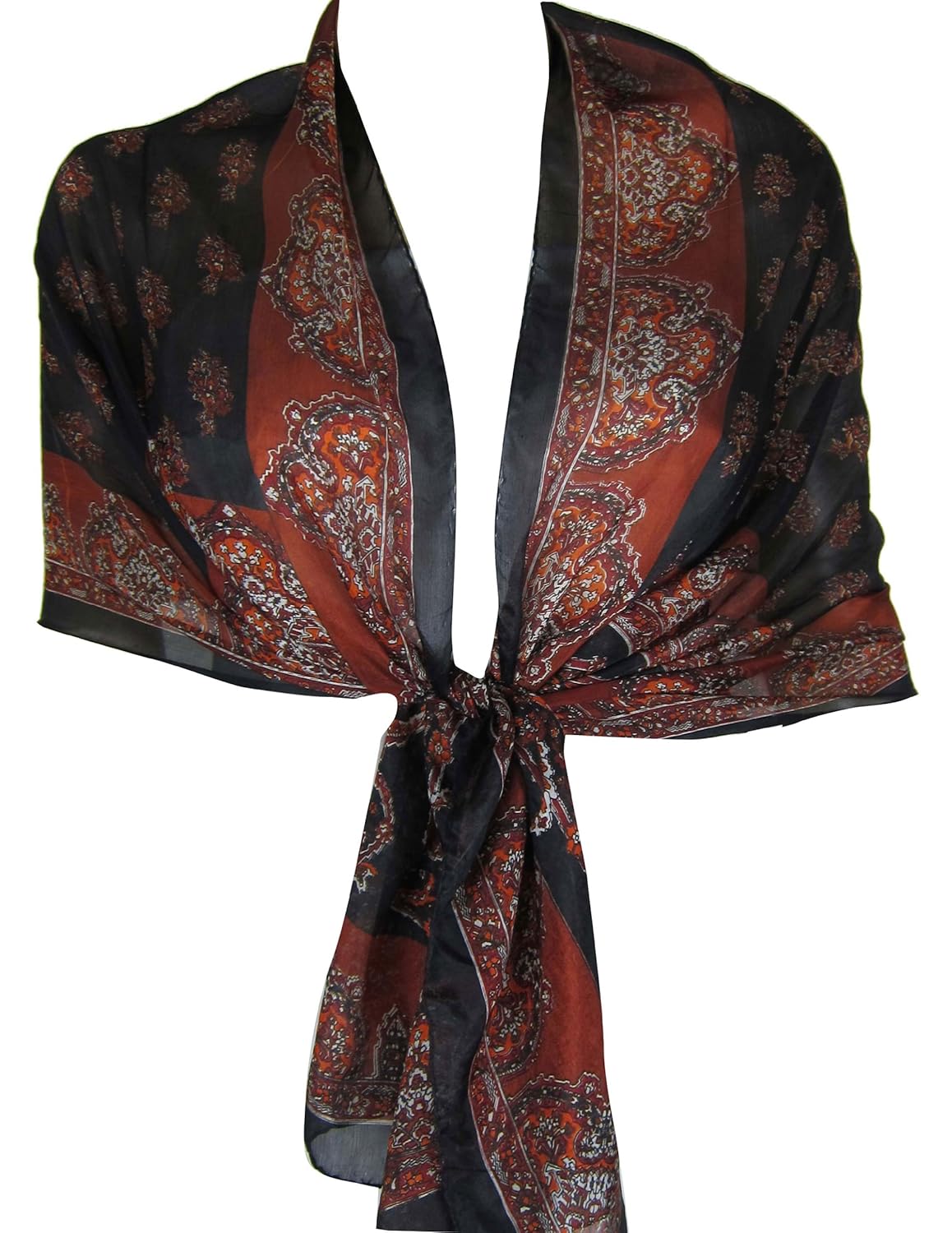 India Apparel Women Silk Scarves Printed Rectangular 55 x 182 cm