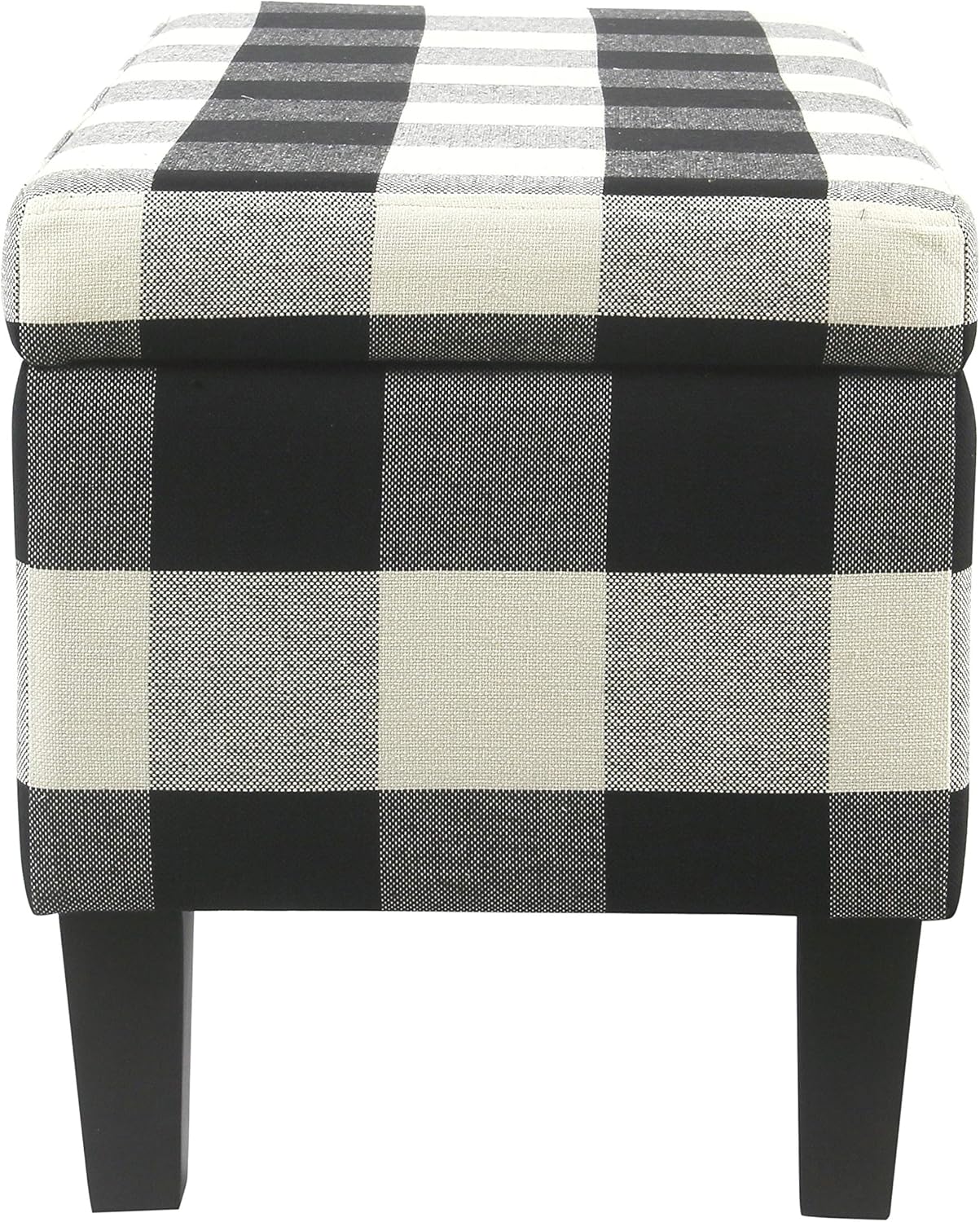 HomePop Large Upholstered Rectangular Storage Ottoman Bench with Hinged Lid, Black Buffalo Plaid: Kitchen & Dining