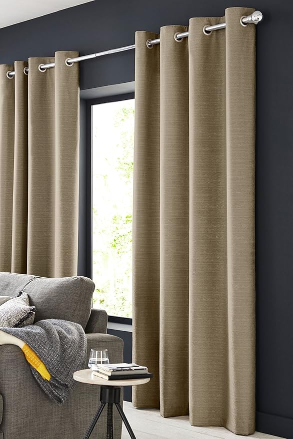 Next Studio Cotton Ready Made Curtains Fully Lined Eyelet, Nerzfarben