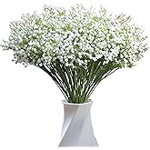 JIFTOK Babys Breath Artificial Flowers, 24 Pcs Fake Flowers Gypsophila Bouquet Fall Flowers Artificial for Decoration, Real Touch Silk Flower for Wedding Christmas DIY Party Home Garden Office(White)
