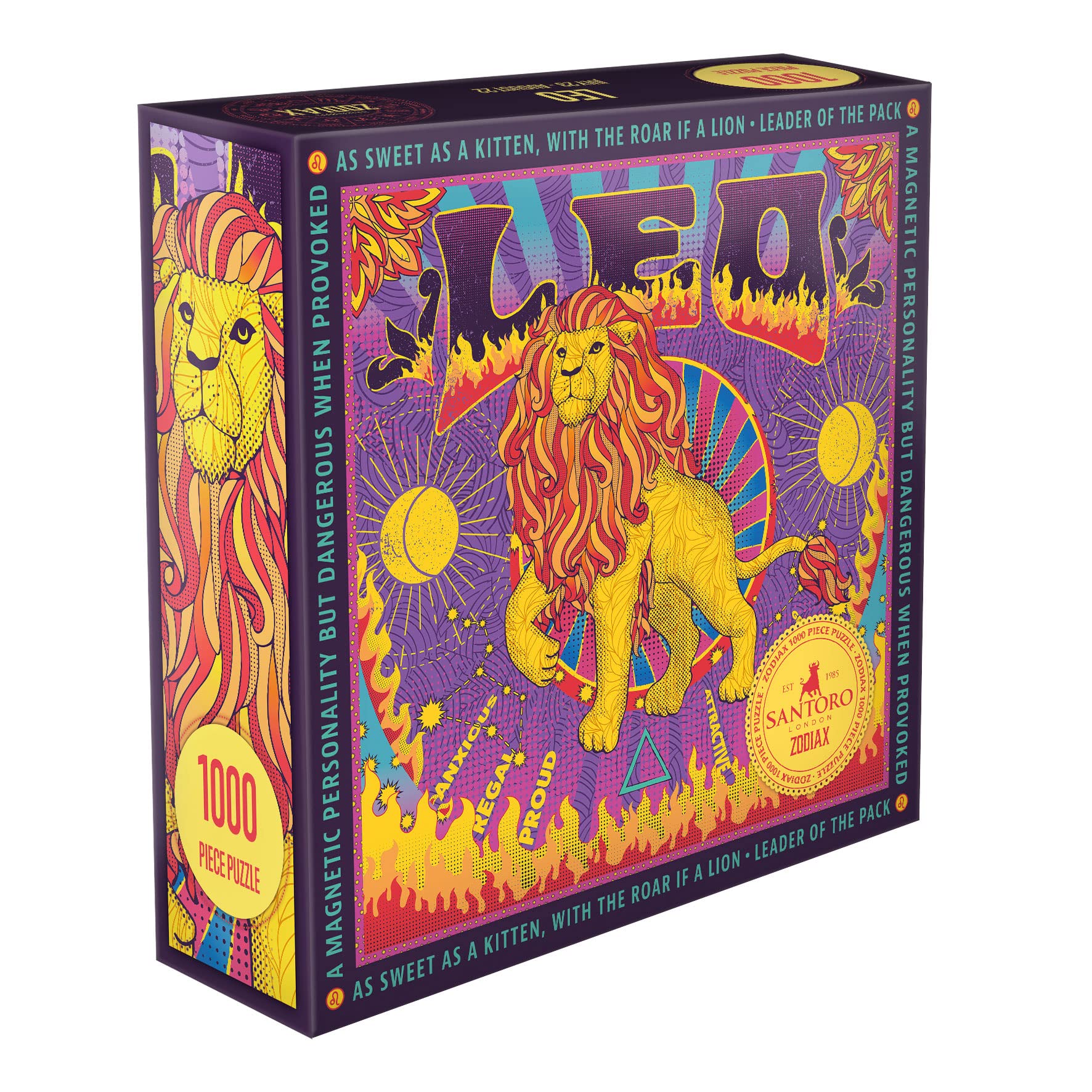 Santoro Zodiax - 1000 Piece Jigsaw Puzzle - Leo - Fun Birthday Gift For Kids, Adults | Astrology Gifts for Women and Men | Zodiac Horoscope Puzzle