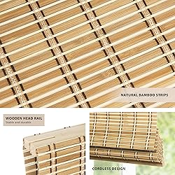 LazBlinds No Tools No Drill Cordless Bamboo Roman