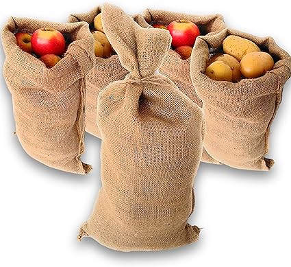 Audubert Pack De 5 Sacs 30x60 Cm En Toile De Jute Naturelle Sans Odeur Solide Reutilisable Stockage Conservation Pommes De Terre Legumes Fruits Decoration Jardin Noel Sac Dechets Verts Amazon Fr Jardin