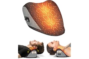 BETOVIN Heated Neck Stretcher for Pain Relief - Neck and Shoulder Relaxer Graphene Heated Cervical Traction Device Neck Pillow Corrector Chiropractic for TMJ Pain Relief Black Medium