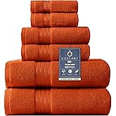 COZYART Burnt Orange Bath Towel Set for Bathroom Turkish Cotton Thick Soft Absorbent Durable 650 GSM Towel Sets of 6, 2 Large Bath Towels, 2 Hand Towels, 2 Washclothes