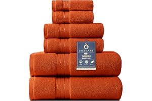 COZYART Burnt Orange Bath Towel Set for Bathroom Turkish Cotton Thick Soft Absorbent Durable 650 GSM Towel Sets of 6, 2 Large Bath Towels, 2 Hand Towels, 2 Washclothes