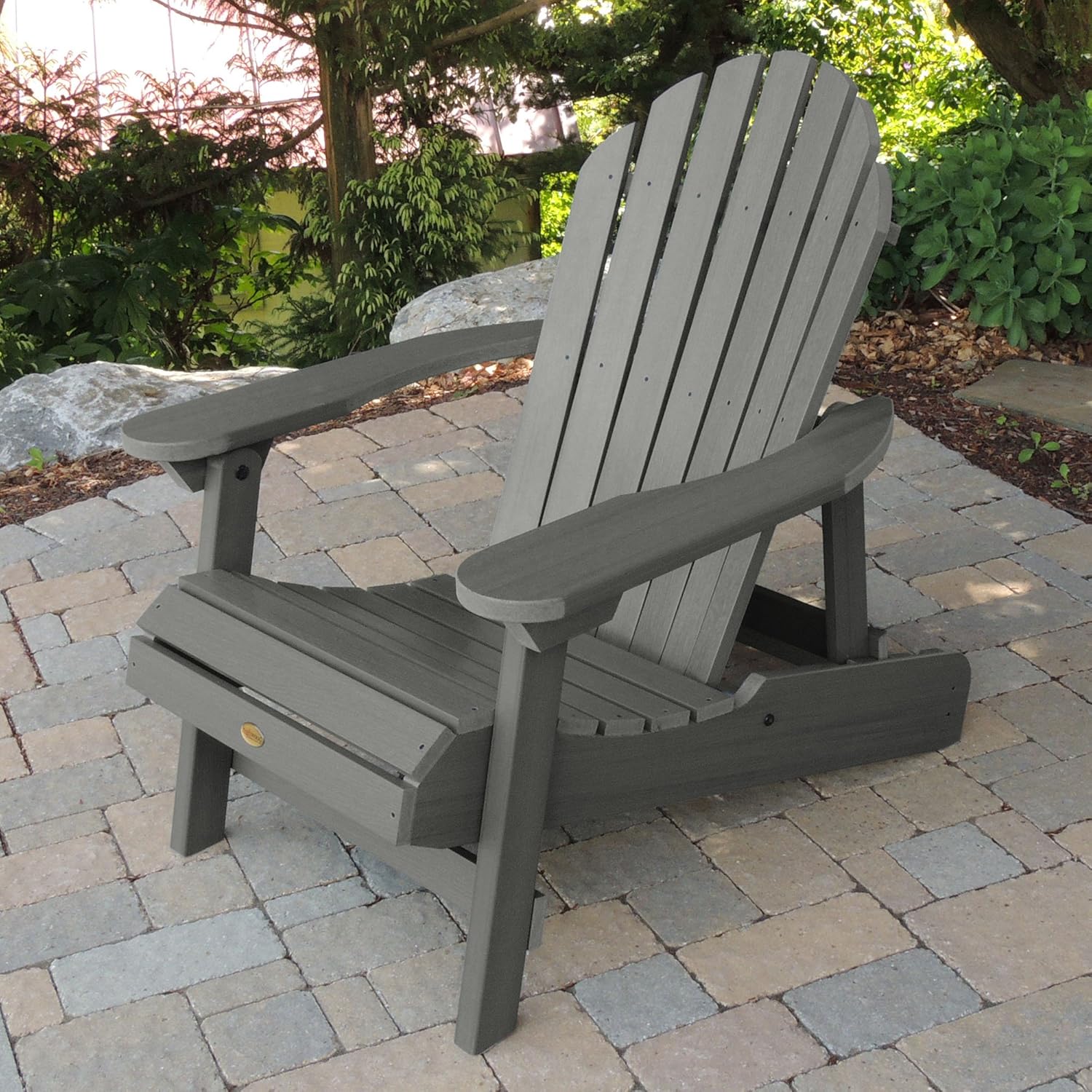 Highwood AD-CHL1-CGE Hamilton Folding and Reclining Adirondack Chair, Adult Size, Coastal Teak : Garden & Outdoor