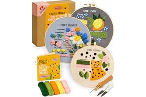 ALOVAK 3-Step Punch Needle Kit for Beginners – Learn 14 Stitches with DIY Kit, Needlepoint Instructions & Practice Patterns, Embroidery Art & Craft Project for Adults with Video Tutorial