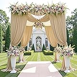 20ftx12ft Wrinkle Free Beige Backdrop Curtain, 4