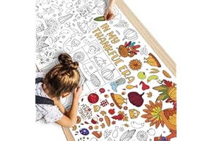 WPROICHD Thanksgiving Giant Coloring Poster/Tablecloth - Thanksgiving Crafts for Kids - 30 x 72 Inches Jumbo Coloring Banner Kids Games Gifts Activities Decor Party Favors | Thanksgiving Decorations