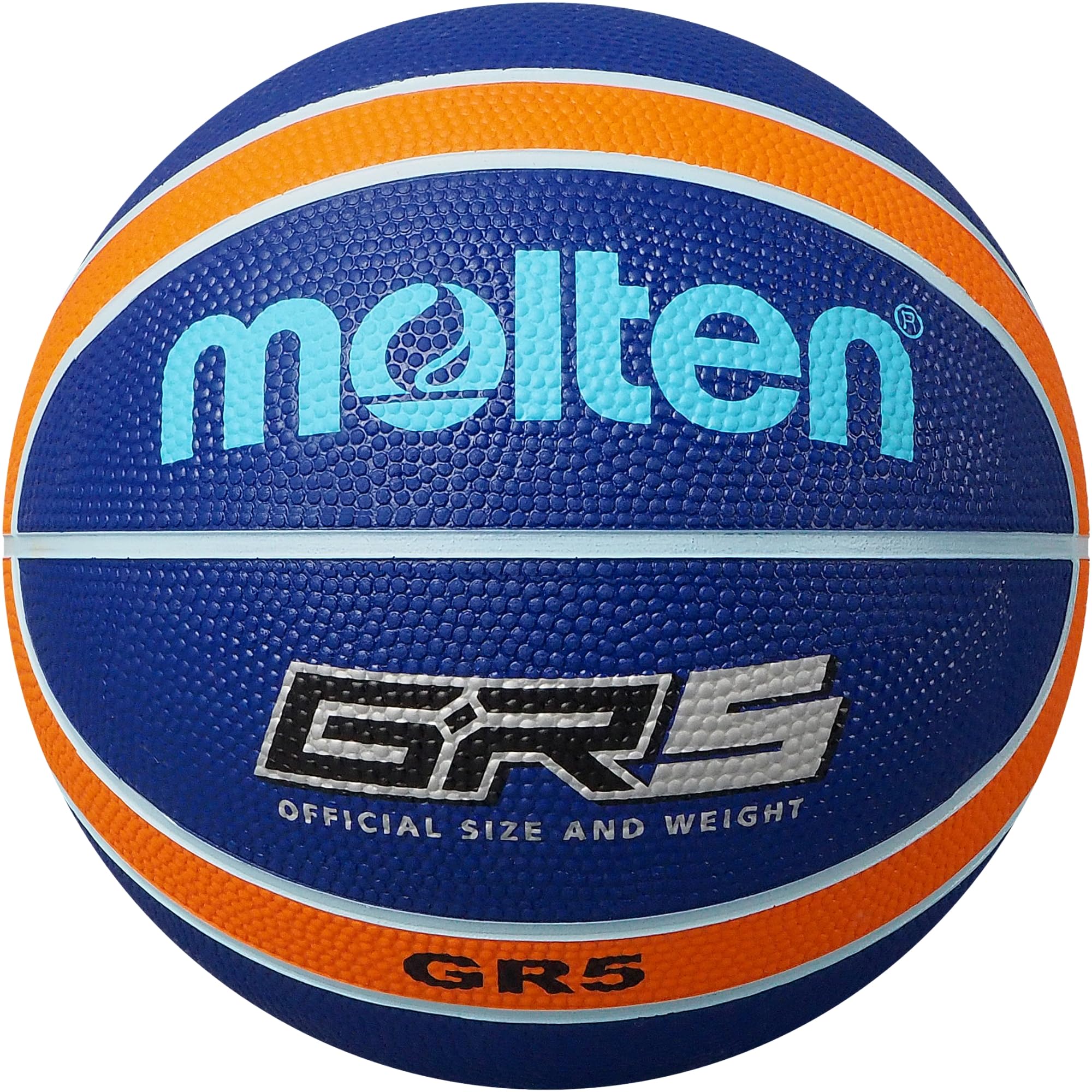 Molten GR Premium Rubber Basketball | Indoor/Outdoor Play | Durable Pro Pebble Grip Texture | Reaction Training | Size 5 | For Boys age 7, 8, 9, 10 & 11, Girls age 12 & 13 | Blue & Orange