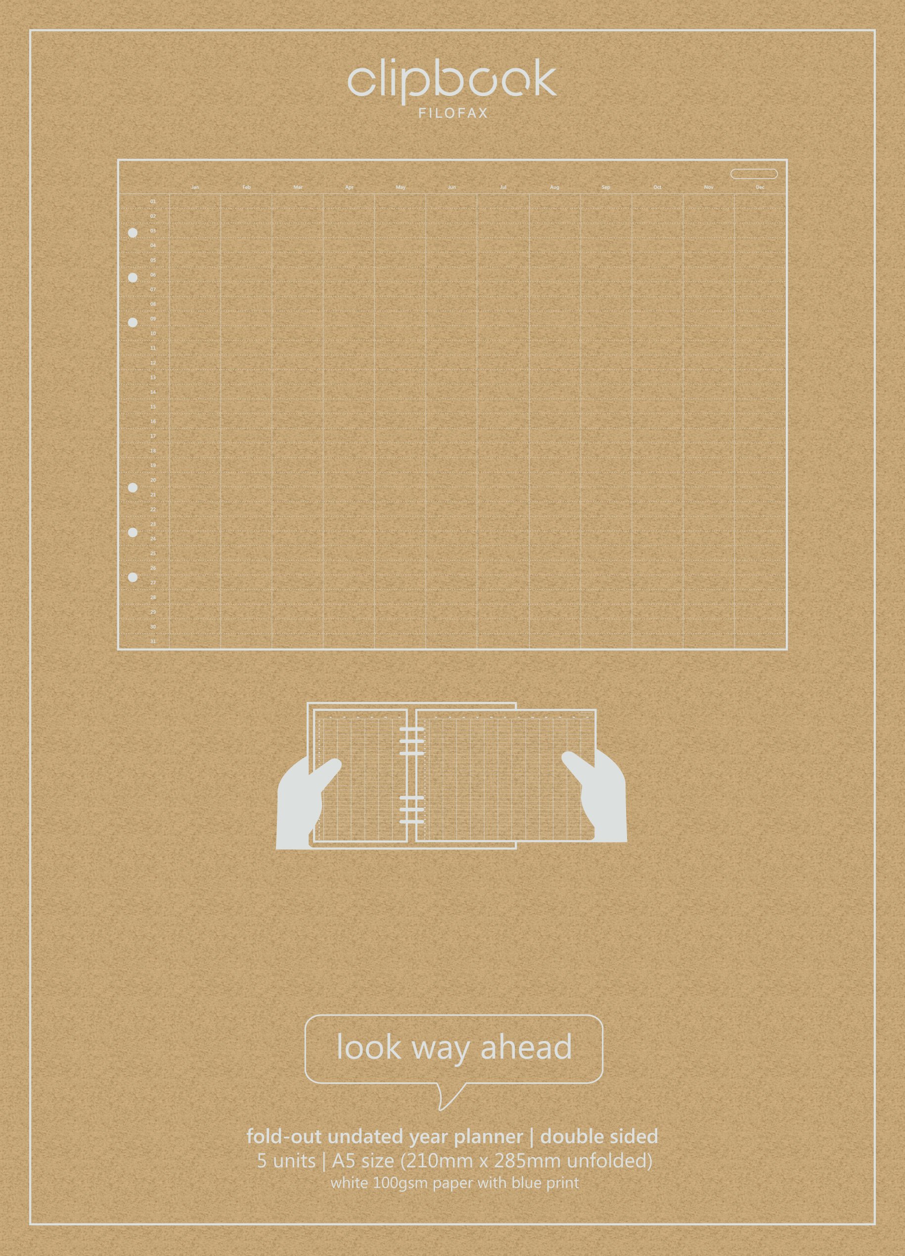 Filofax Clipbook A5 Undated Year Planner