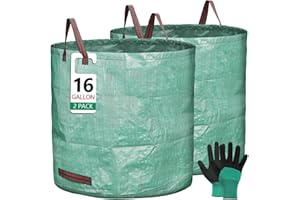 SAWOWKUYA 2 Pack 16 Gallon Reusable Yard Waste Bags Heavy Duty Lawn and Leaf Bags Yard Waste Container Garden Grass Bags