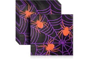 WATCH ME FLY Halloween Spider Web Napkins, 6.5"x6.5"(50-Pack) Themed Party Cocktail Disposable Paper Napkins, Spider Webs & Spider Pattern Napkin, Decorative Dinner Hand Napkins for Festival Birthday Decoration