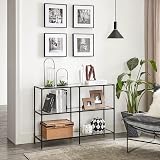 VASAGLE Console Table with 3 Shelves Tempered Glass 100 x 30 x 73 cm view 5