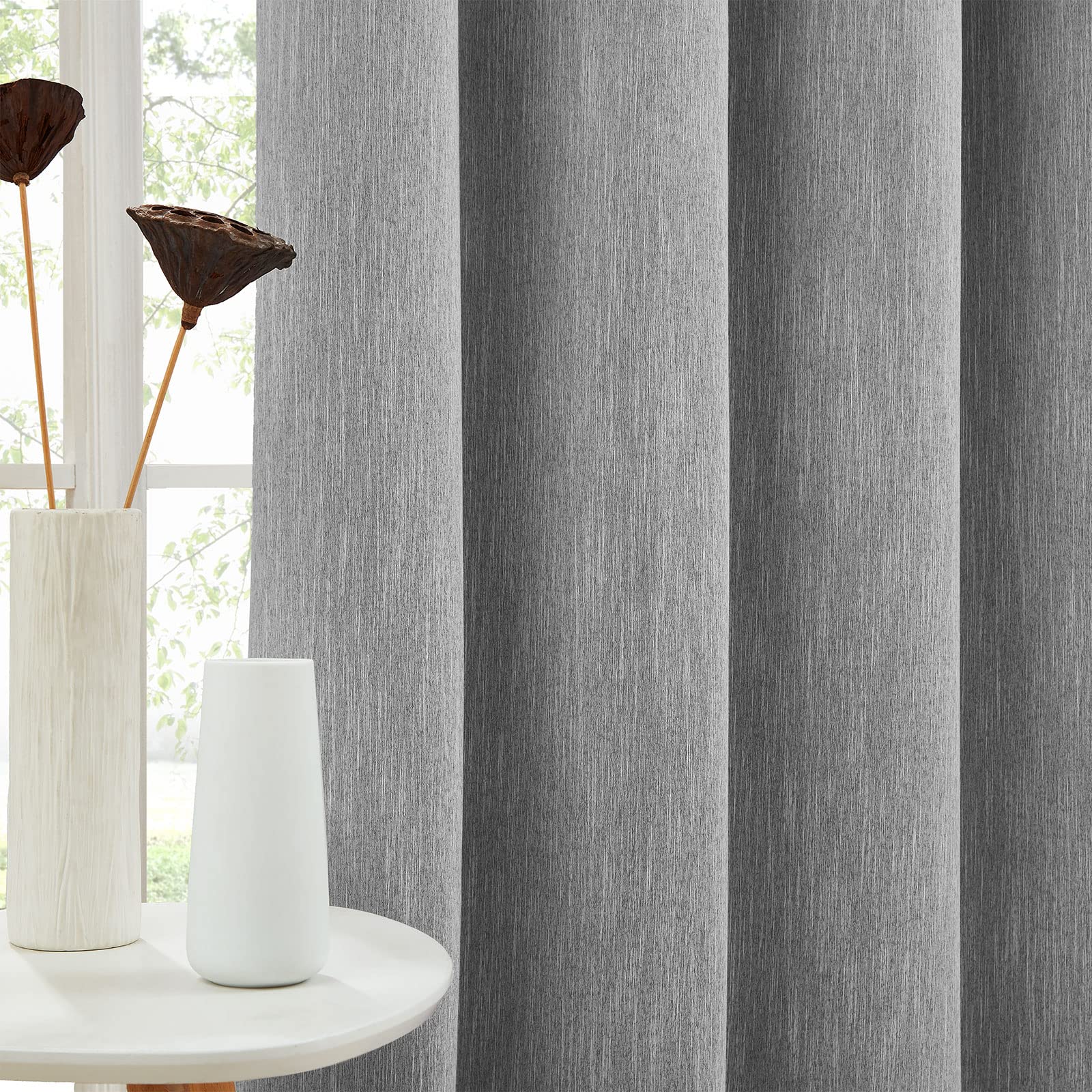 Melodieux Elegant Cotton Room Darkening Blackout Curtains for Living Room Bedroom Thermal Insulated Privacy Grommet Window Curtain Panels, 42 by 84 Inch, Dark Grey(1 Panel