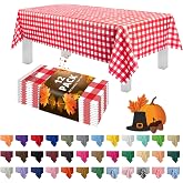 Grandipity Plastic Table Cloth Disposable 12 Pack 54&rdquo; x 108&rdquo; Rectangle | Red Gingham Plastic table covers, durable disposable tablecloths, fade and tear-resistent table cover for party, event