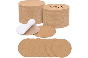 SOKOSEY 120PCS Self-Adhesive Cork for DIY Coasters, 3.74" Round Coasters for Crafts, Drinks and Home Tabletop Decoration, Easy to Customize Mats for Crafting