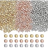 XIANNVXI 500Pcs Square Spacer Beads for Jewelry Making - Smooth Loose Beads for DIY Bracelets & Necklaces (Gold, Silver, Rose Gold)