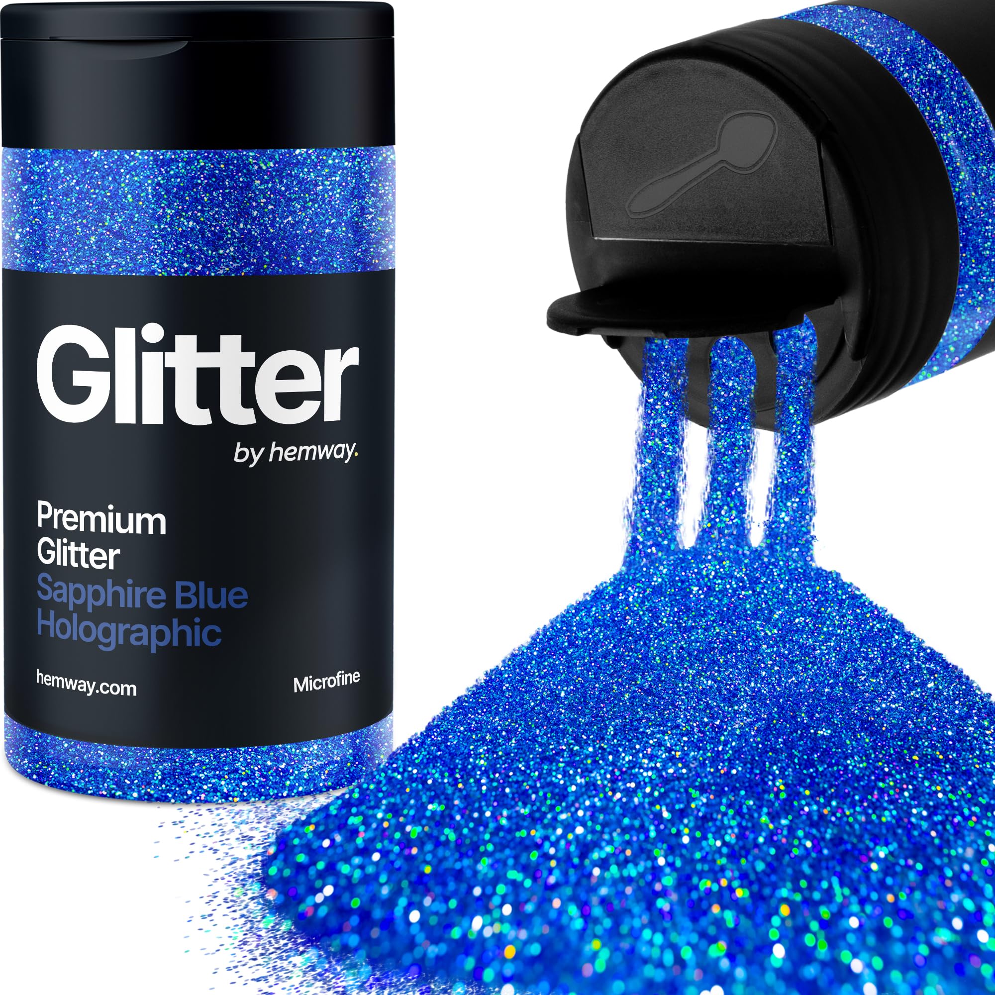 Holographic Sapphire Blue Glitter Shaker, 130g Microfine Glitter, Crafts 1/256" Metallic Flake Sapphire Blue Sequins, Resin & Epoxy Crafts, Decorating, Halloween, Christmas Nail, Face, Hemway