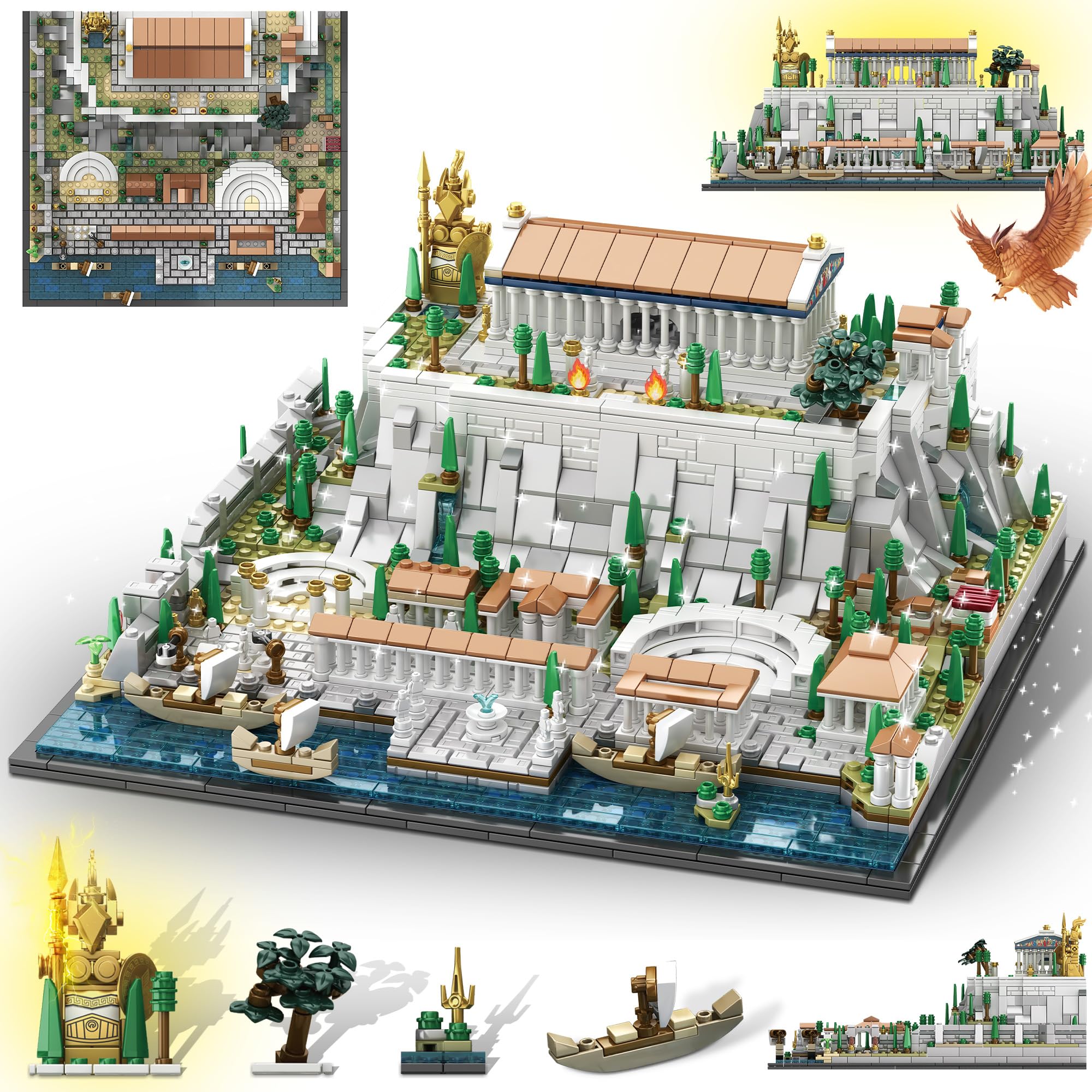 Photo 1 of kvsju Architecture Acropolis Castle Building Block Set, Famous Landmark Architecture Athenian Acropolis Building Block Sets, Collectible Exhibition Model for Children and Adults