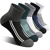 Gonii Mens Athletic Ankle Socks 5-Pairs - Blister Defense & Cushioned for Running, Hiking, Sports
