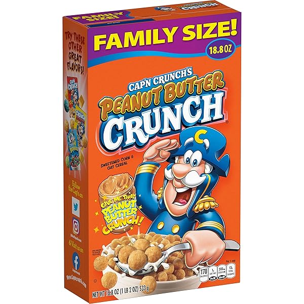 CAP’N CRUNCH CEREAL, PEANUT BUTTER, 18.8OZ BOX, PACKAGING MAY VARY