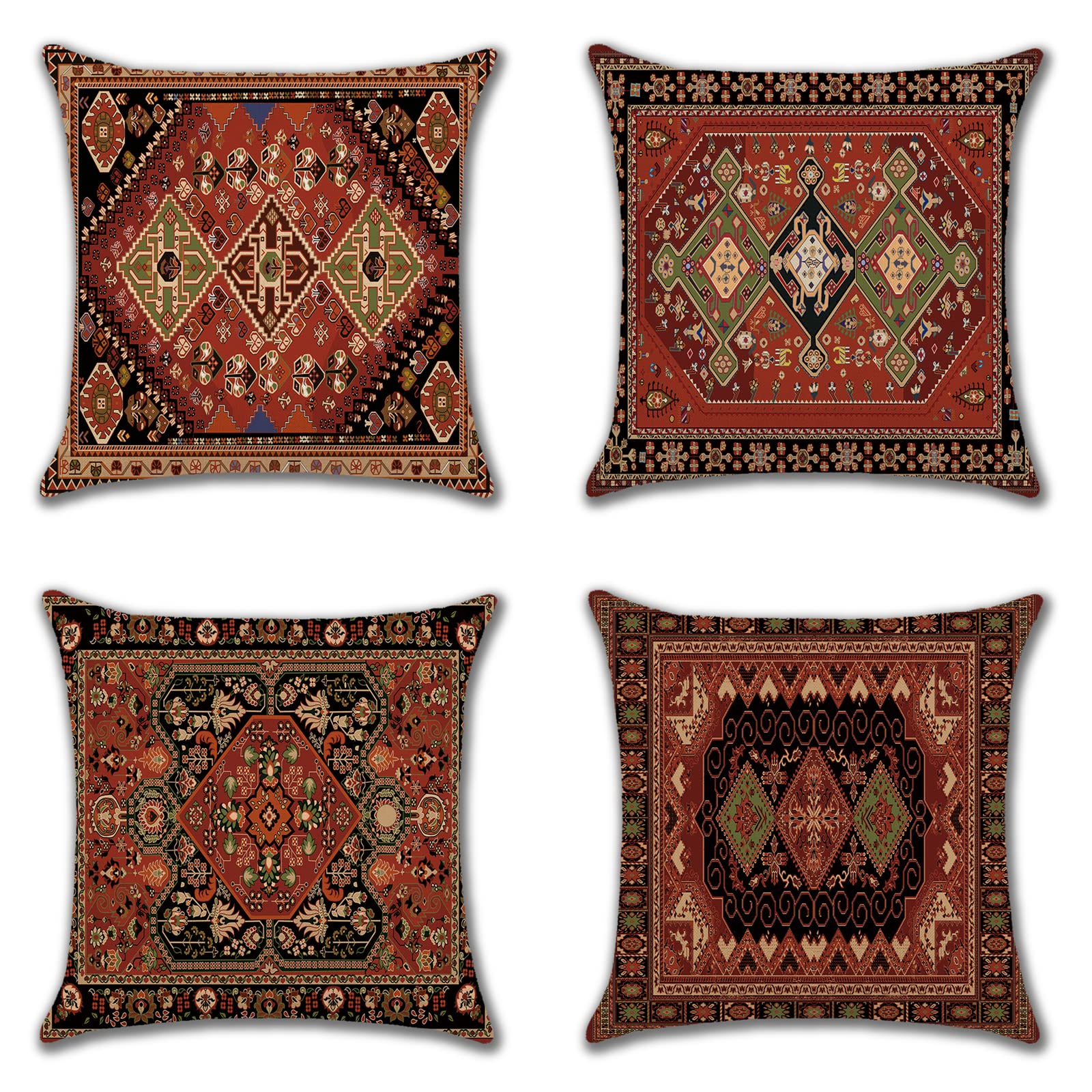 JOTOM Set of 4 Cushion Covers 45x45 cm Bohemian Style Decorative Square Throw Pillow Covers 18x18 Inch Sofa Car Pillowcase for Outdoor Home Bed Living Room Couch Decor (Exotic Style B) — image 1