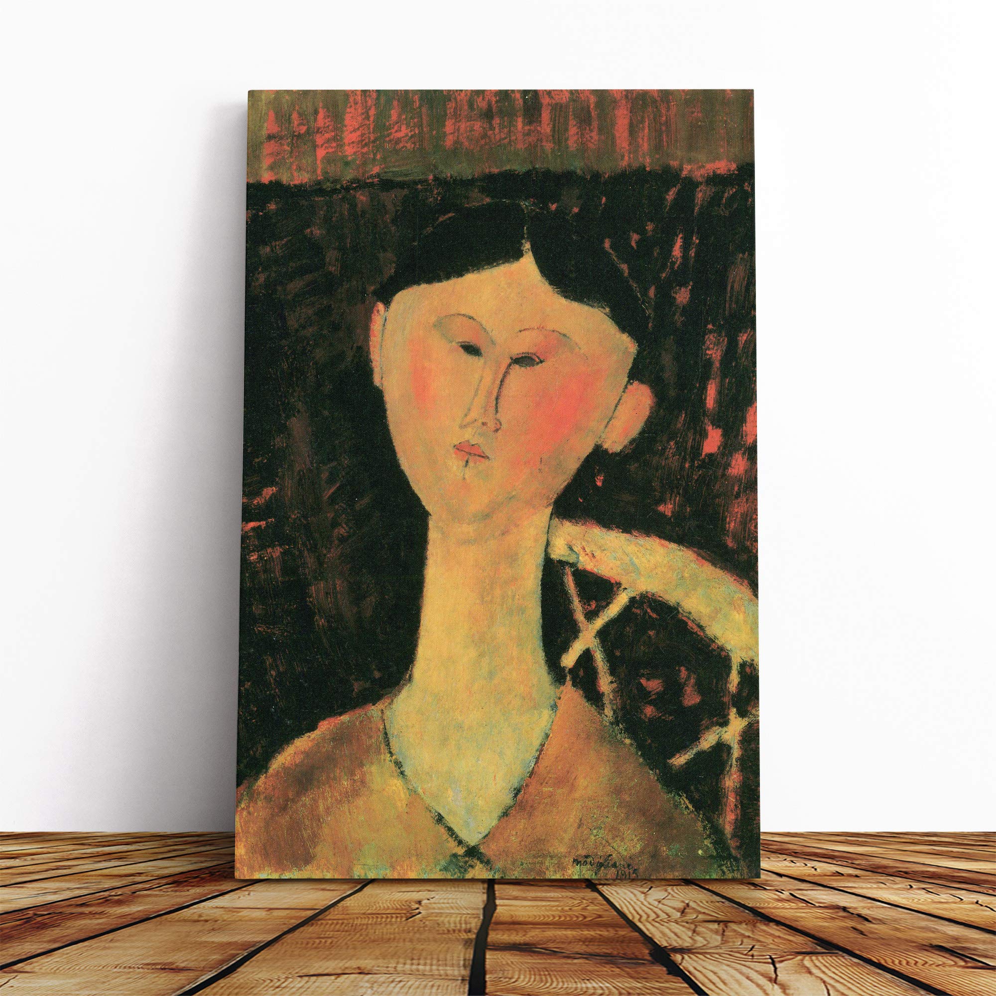 Amedeo Modigliani Bildnis Beatrice Hastings Canvas Print | Gallery Wrapped 30mm Frame Wall Art | 20x14 inches | Ready to Hang | Modern Picture | Living Room Bedroom Lounge Office