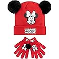 Disney Kids Winter Hat and Gloves Set Minnie Mouse Red One Size