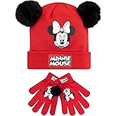 Disney Kids Winter Hat and Gloves Set Minnie Mouse Red One Size