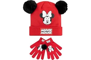 Disney Kids Winter Hat and Gloves Set Minnie Mouse Red One Size